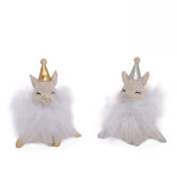 Poly-Gluecksschwein m. Hut u.Federn 2 sort.  ca. 5 x 3 x 6 cm H 23202