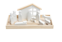 Holz-Krippe natur-weiss ca. 24x12cm 31HOW13