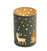 Metall-Windlicht Wald gr-gold rund ca. 10x15cm 31MEQ31