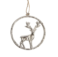 Alu-Hirsch i. Ring z.Haengen silber, 15cm 34ALS09