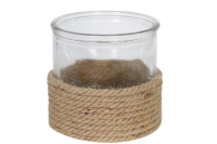Glasteelichthalter m.Kordel 12x12cm natur 37626-017