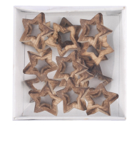 Holz-Sterne, dick, offen br. geflammt, 3,5cm 24er Box 39HIC31