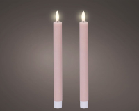 LED Spitzkerze DM 2,2cm H 24,5cm rosa Kt.m.2 Stck. m.Timer 489275