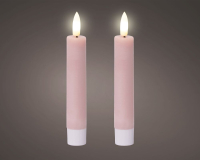 LED Spitzkerze Wachs  2,2x14,5cm rot Kt.m.2 Stck m.Timer 489276