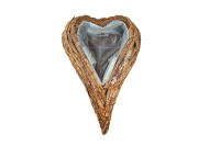 Holzrinde/Rebe-Pflanzherz lang braun ca. 25x19x6cm 48HFR01