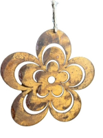 Metall-Blume z.Haengen, D15cm Rost 611458-65