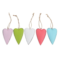 Herzhaenger, 5 sort.,  L7cm B4,2cm, rosa/pink/blau/gruen/weiss 611710-81