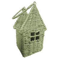 Korbhaus m.Glas, 17x14 H28cm salbeigruen 613466-41