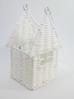 Korbhaus m.Glas, 15x12 H24cm weiss 613474-11