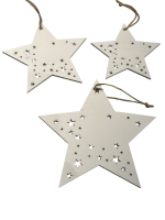 Holz-Sternsortiment, D15/12/10cm Btl. M. 3 Stk weiss 616080-11