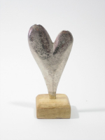 Alu-Herz auf Holzfuß B8cm H15cm T5cm silber 617413-91