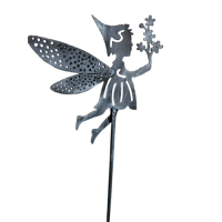 Metall-Stecker Elfe, B9 H10, ges. H35cm grau 640319-72