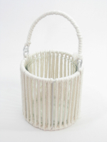 Windlicht m.Jute, D11 H11cm weiss 810424-11