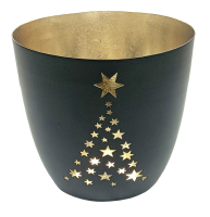Metall-Windlicht Baum H8,5cm D10cm schwarz 810517-75